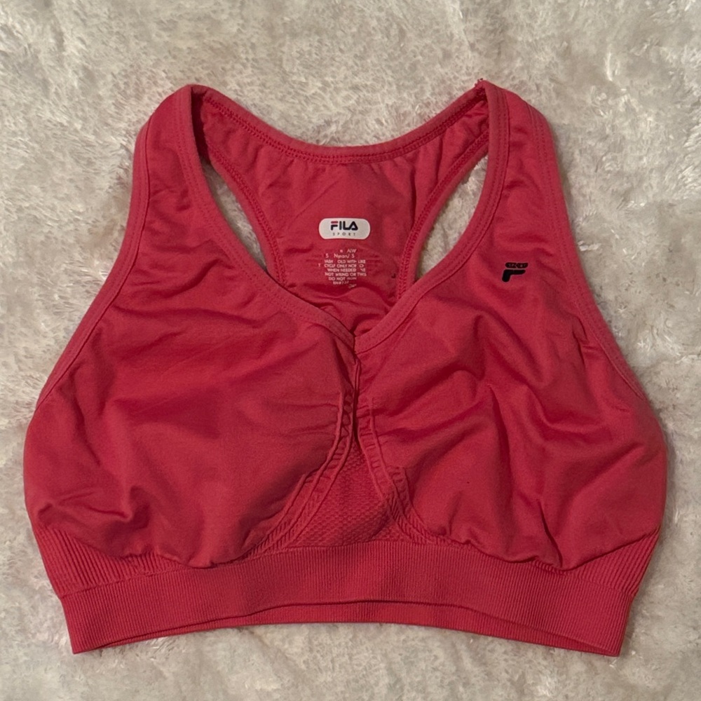 FILA Women's Vibrant Coral Sports Bra, Small